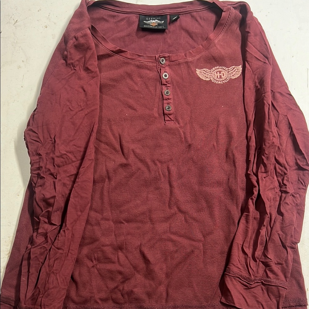 Harley-Davidson Maroon Henley Shirt